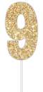 Gold Glitter Cake Topper - No 9